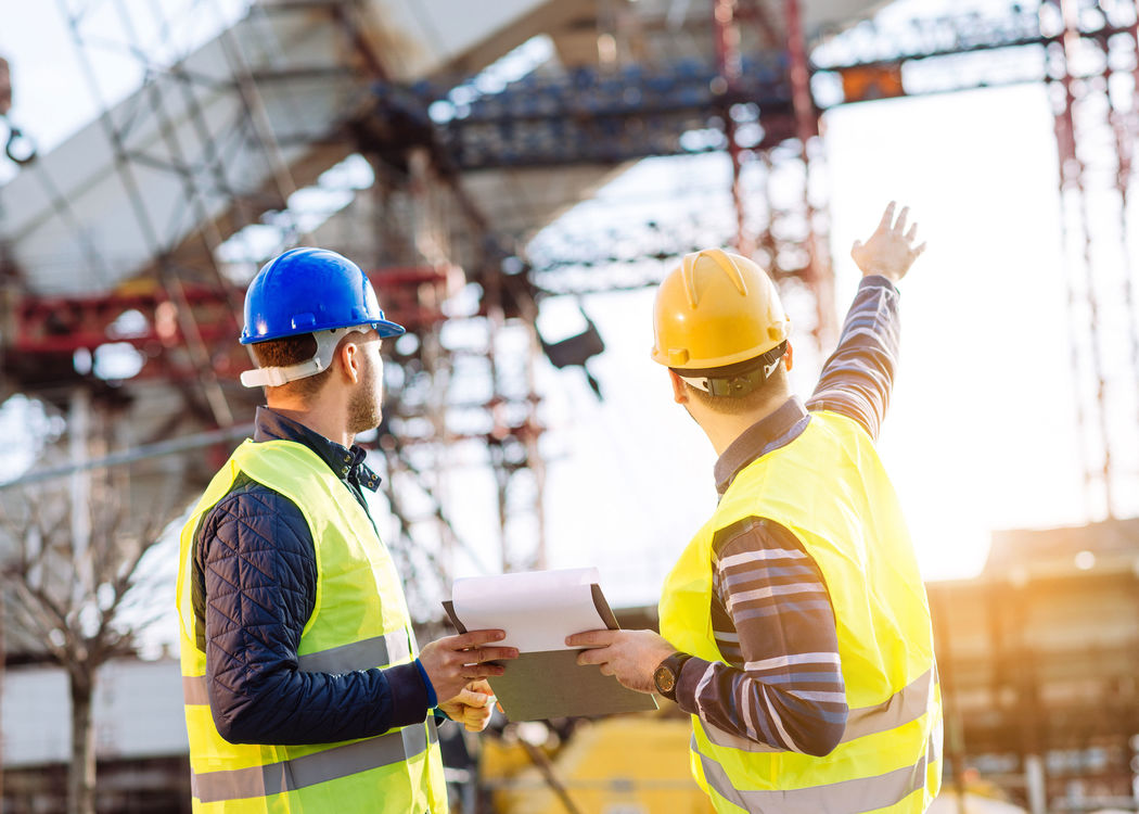 Construction engineers on site